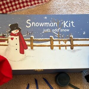 Snowman Kit with Red Scarf Black Hat and accessories
